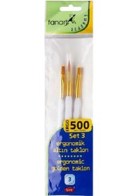 Resim Fanart Ergonomik Altın Taklon Fırça Seti 500 Seri 3Lü Set 3 