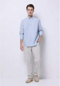 Resim Colin's Colins Regular Fit Shirt Neck Düz Erkek Mavi Uzun Kol Gömlek Cl1074489 Q1.v1 Lbl Açık Mavi 