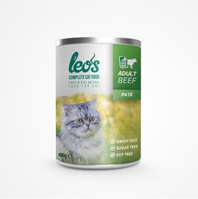 Resim Leos Sığır Etli Pate Konserve Yetişkin Kedi Maması 12 x 400 G 