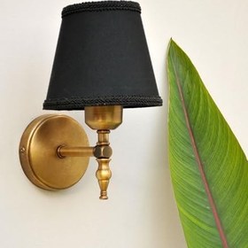 Resim Sutaşı İşlemeli Mini Boy Maşalı Avize Abajur Başlığı Mum ampul üstüne takılır 14cm (Siyah) 