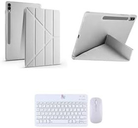 Resim Samsung Galaxy Tab S9 FE Plus X610 12.4 inç İle Uyumlu Standlı Kılıf Ve Klavye Mouse 2 li Set Gri 