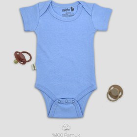 Resim Kısa Kollu Body Bebe Mavisi %100 Pamuk - 0-3 Ay 