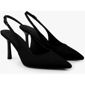 Resim Shoeberry Kadın Siyah Saten Stiletto Topuklu Ayakkabı İnce Topuk ve Jurdan Taban 
