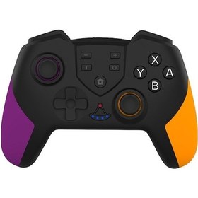 Resim Switch/switch Lite Uyumlu T-23 Kablosuz Bluetooth Oyun Kolu - Çift Motor Titreşim Ve Jiroskop Özelliği Mor-turuncu 