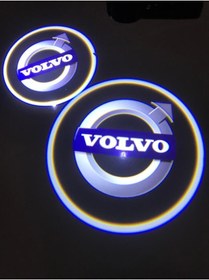 Resim Mycl Volvo 2 Adet Araçları Için Pilli Yapıştırmalı Mesafe Sensörlü Kapı Altı Led Logo / Projektör 