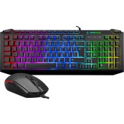 Resim Rampage KB-R310 Broker Siyah USB Gökkuşağı Zemin Aydınlatmalı Oyuncu Klavye + Mouse Set 