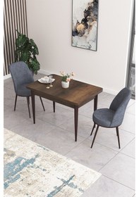 Resim Canisa Concept Nil Serisi 70x110 Sabit Mutfak Masası Takımı Barok Desen Masa 2 Füme Sandalye Füme Sandalyeler Barok Masa 