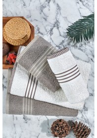 Resim Rebeka Oscar Banyo Havlu Seti Yumuşak Havlu Seti 1200 Gram Taş Rengi Krem Krem - Taş Rengi 