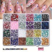 Resim 24 Renk Akrilik Tırnak Taşları DIY Tırnak Malzemeleri Reçine Tırnak Süsleri AB Renkli Tırnak Mücevherleri 3D Tırnak Cazibesi Taşlı Siyah Tırnak Sanatı Aksesuarları Tırnak İpuçları, Tırnak Tasarım Dekorasyonu, Giysi, Cep Telefonu Dekorasyonu, Kumaş, Ahşap, Kağıt için Uygun, Alım Aracı ile 24000 adet/10800 adet/6000 adet/3600 adet/1440 adet Düz Tabanlı Matkap Çok Renkli Kombinasyon 