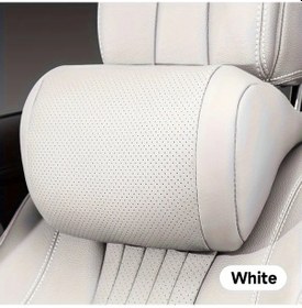 Resim Xuweiwei Lüks Nappa Beyaz Başlıklı Araç Baş Ve Bel Destek Yastığı Yumuşak Nefes Alabilir 
