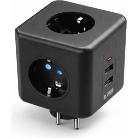 Resim Beruflic Akım ve Voltaj Korumalı Küp Priz 3 USB Destekli 