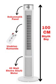 Resim herevdeinova İnova Cold Tower Kule Tipi Büyük Boy 65 Watt Kumandalı Serinletici Vantilatör 