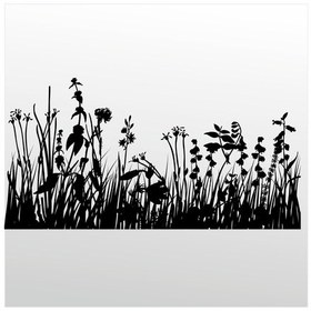 Resim Folyo Sticker Otlar 130cm Uzunluk Siyah 