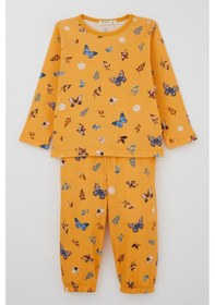Resim Bebeğiz Breeze Kız Bebek Pijama Takımı Bahar Temalı Kelebek Rüyası 9 Ay-3 Yaş, Sarı Sarı 