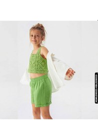 Resim Kız Papatya Gömlek 8-14 Yaş 34313 Kgml09021 Ekru - Yeşil Çok Renkli 
