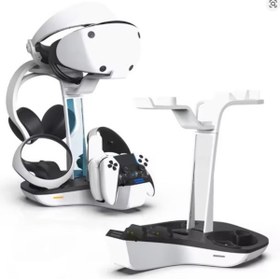 Resim Cosmostech PS5 VR2 Hızlı Şarj İstasyonu - Kulaklık Ve VR Gözlük Aparatlı Sanal Gerçeklik Gözlüğü Uyumlu Şarj Standı 