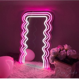 Resim 90 Cm Ledli Desenli Dekoratif Duvar Boy Aynası Şeffaf 