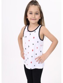Resim Toontoy Kız Çocuk Baskılı Bisiklet Yaka Basic Atlet Beyaz 