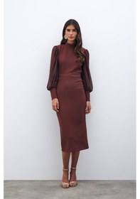 Resim Sateen Midi Boy Kalem Etek - Kahve 