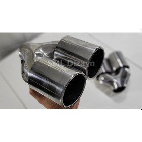 Resim 90 Mm Çiftli Düz Egzoz Ucu 90lık Egzos-egsoz Başlığı 2 Adet 