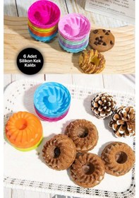 Resim 6 Lı Muffin Kek Kalıbı Göbekli Silikon Yeşil Diğer 