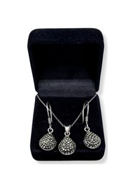 Resim Oya Silver Markazit Işıltılı Damla Gümüş Set&takım 