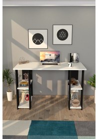 Resim Moonlife Hipo Kitaplıklı Çalışma Masası Siyah Siyah - Beyaz 