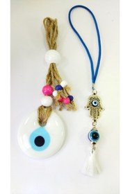 Resim cuaderno Beyaz Cam Nazar Boncuğu Duvar Dekoru/ Ağaç Süsü+hamse Araba Dikiz Ayna Süsü El Yapımı Hediyelik Eşya 