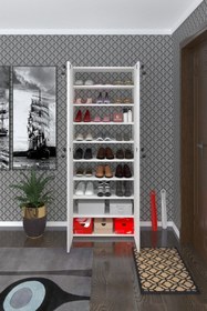 Resim Kenzlife Ayakkabılık Ayakkabı Dolabı Kilitli Gutan Byz 180*70*32 Kapaklı Ofis Dolabı Iki Bölme 