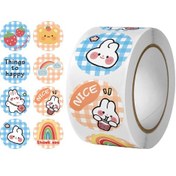 Resim Yuntech01 N5 Kartun Ayı Desenli Teşekkür Sticker, Paket Dekorasyonu Ve El Defteri İçin 25mm 500 Adet/rulman Dıy Dekoratif Etiket 
