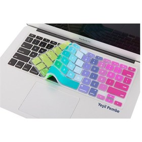 Resim Macbook Air Pro Klavye Koruyucu 13-15-17Inc İngilizcetürkçe Ustip Yeşil Pembe 