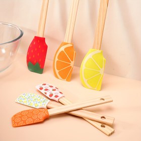 Resim Meyve Desenli Silikon Spatula Seti 2'li, Yapışmaz Gıda Sınıfı Pişirme Kazıyıcıları, Pasta ve Pasta Dekorasyonu için Küçük ve Büyük Boy, Mutfak Pişirme Gereçleri - Çilek, Limon ve Portakal Tasarımı 