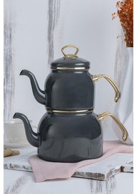 Resim Acar Petra Gri Emaye Çaydanlık Takımı Gri 