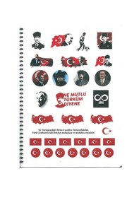 Resim Keskin Atatürk Ve Bayrak Spiral Def. 80 Yap. 16x22 Kareli Karton Kap Çok Renkli 