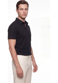Resim Efor Slim Fit Pamuklu Kıvrılmaz Polo Yaka Siyah Tişört Ts 928 