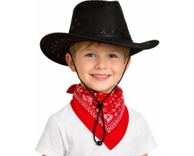 Resim Ulugo Çocuk Kovboy Şapka Siyah ve Kırmızı Bandana Seti 