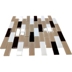 Resim MozaiKristaL Mutfak Tezgah Arası ve Yaşam Alanlarının Tüm Yüzeyleri İçin Kristal Cam Mozaik. Cam Ölçüsü: 23X73 Mm. File Ölçüsü: 30X30 Cm. ( 1 Kutu = 11 File = 1 m2 Fiyatıdır ) 