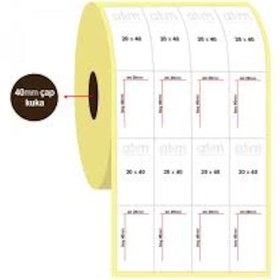 Resim 20x40 Eko Termal Barkod Etiket Yanyana 4 Lü 1 Rulo 4000 Sarım 