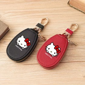 Resim Merhaba Kitty Anahtar Kılıfı için - Siyah Araba Anahtar Saklama Çantası ile Altın Fermuar, Çok Fonksiyonlu Anahtarlık, Kompakt Tasarım, Dayanıklı Fermuar Kapatma, Ev Düzeni için İdeal | Eğlenceli Aksesuar | Dayanıklı Fermuar Kapatma, Ev Kullanımı için Anahtar Düzenleyici 