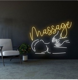 Resim Massage Yazılı Ve Şekilli Neon Tabela Sarı 