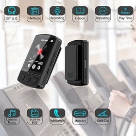 Resim BT5.0 Hoparlörlü Dijital Ekranlı Mp3 Çalar Taşınabilir Kayıplı Ses Öğrenci Çalar Taşınabilir Tasarım, Yüksek Netlikte Kayıt FM Radyo Kaydedicili Dijital Müzik Çalar E-kitap Siyah 32 GB 
