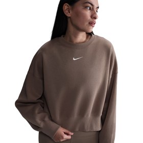 Resim Nike Sportswear Phoenix Fleece Oversized Crew Kadın Kahverengi Eşofman Üstü 