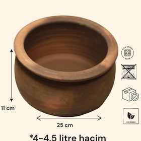 Resim Orta Boy %100 Pişmiş Toprak Kapaklı Güveç Toprak 