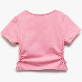 Resim Koton Pencere Detaylı Bisiklet Yaka Kısa Kollu Pamuklu Crop Bluz Pembe 5skg60011ak Gül Gülkurusu 