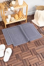 Resim Leoline%100 Pamuk Premium 2'li Ayak Havlusu - Antrasit 