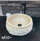 Resim Traverten Dışı Yatay Patlatma Silindir Lavabo 