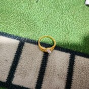 Resim 1 adet Vintage Elegant 18K Altın Kaplama Bakır Alaşım Nişan Yüzüğü, Basit Pastoral Tarz, İnci Vurguları ile, Günlük Giyim ve Hediye Verme için 
