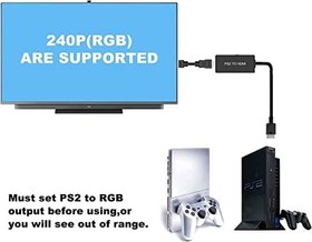 Resim Wrugste PS2 HDMI dönüştürücü, PS2 HDMI Adpapter desteği 4:3/16:9 Ekran en-boy oranı şalteri. PS1/2 HD bağlantı kablosu ile çalışır 