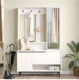 Resim Robin Home Lidya Portmanto Vestiyer Ayakkabılık Aynalı Metal Ayak 