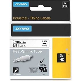 Resim Dymo RhinoPro Isıyla Küçülen Şerit 9mmx1.5m BeyazSiyah 18053 